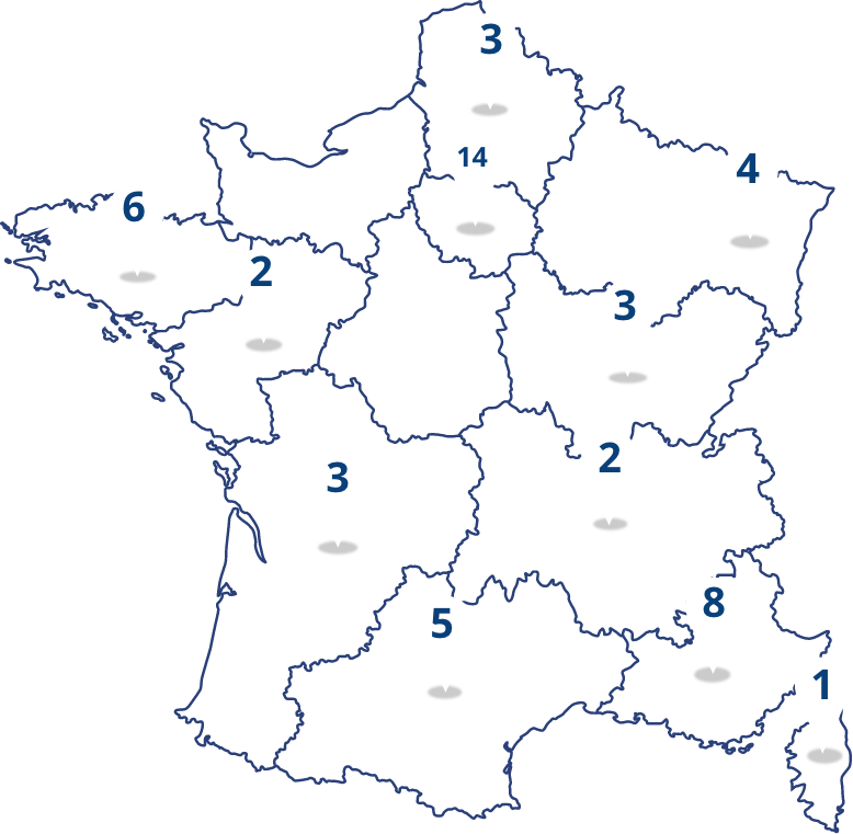 French map with our centers